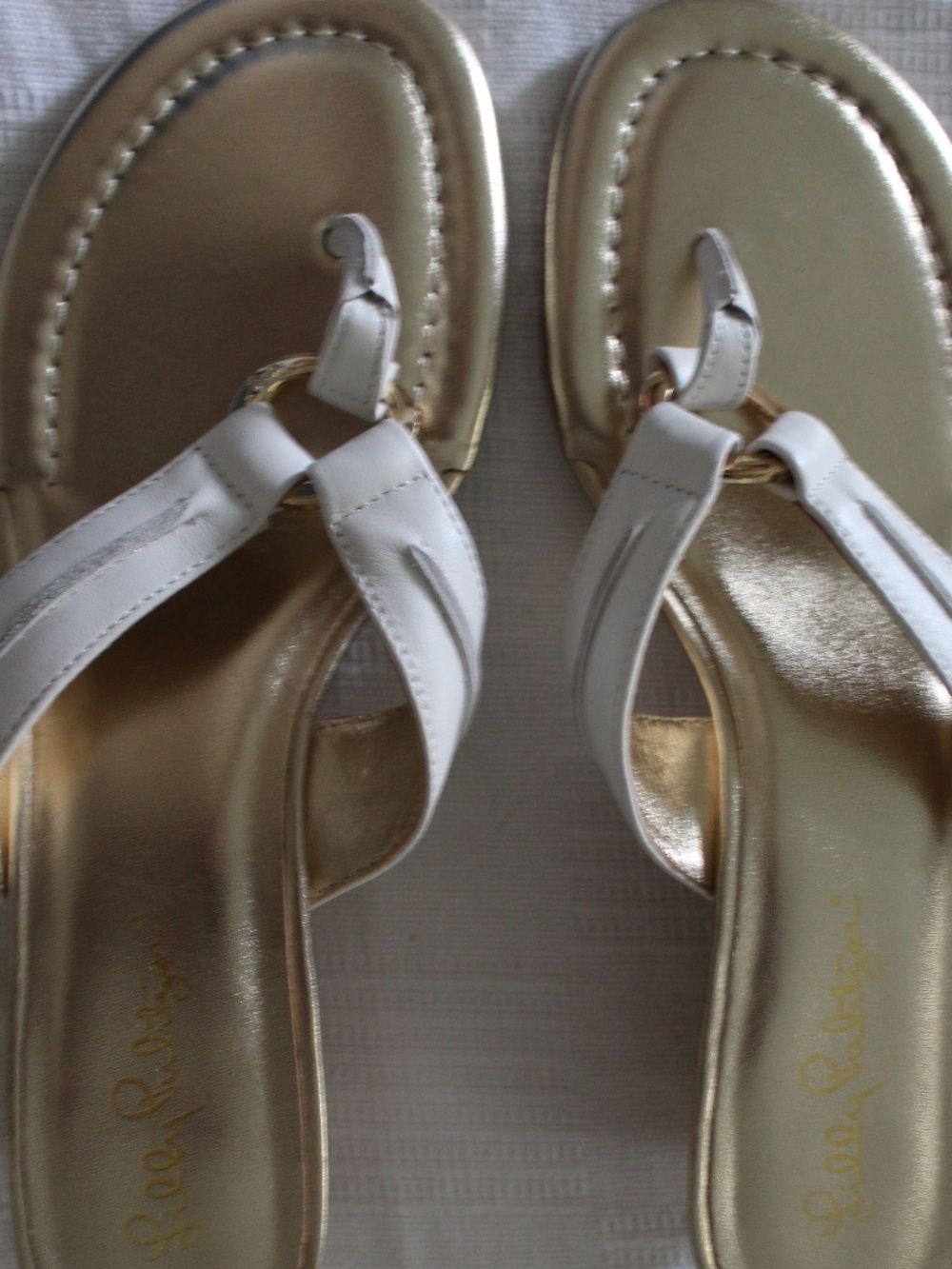 Lilly Pulitzer Womens Gold & White  wedge Sandals 8M